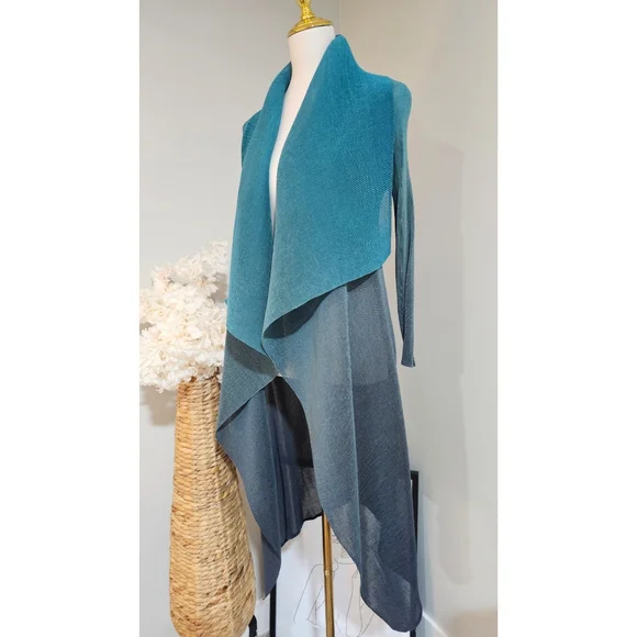 Alquema Collare Turquoise Hombre Long Sleeve Midi Cascading Cardigan - Picture 3 of 10